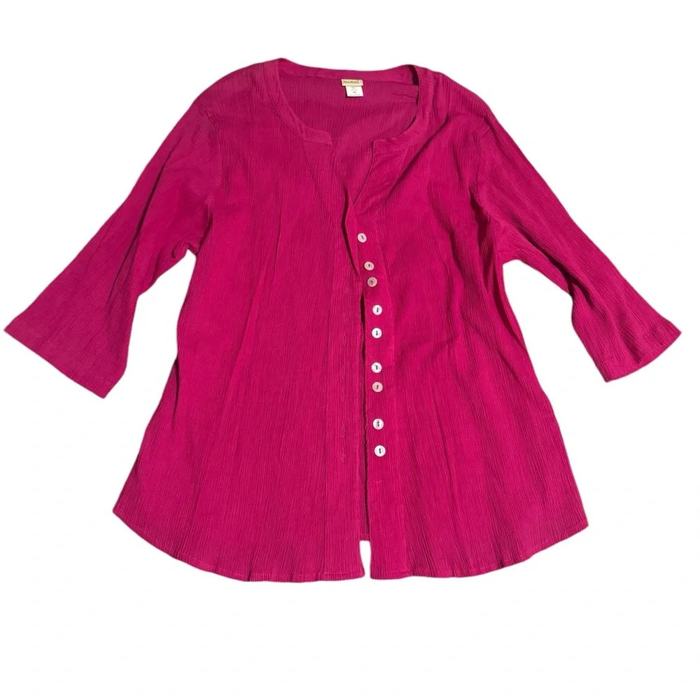 🌺 Boca‎ Bay Fuchsia Button Front Tunic Blouse 🌺